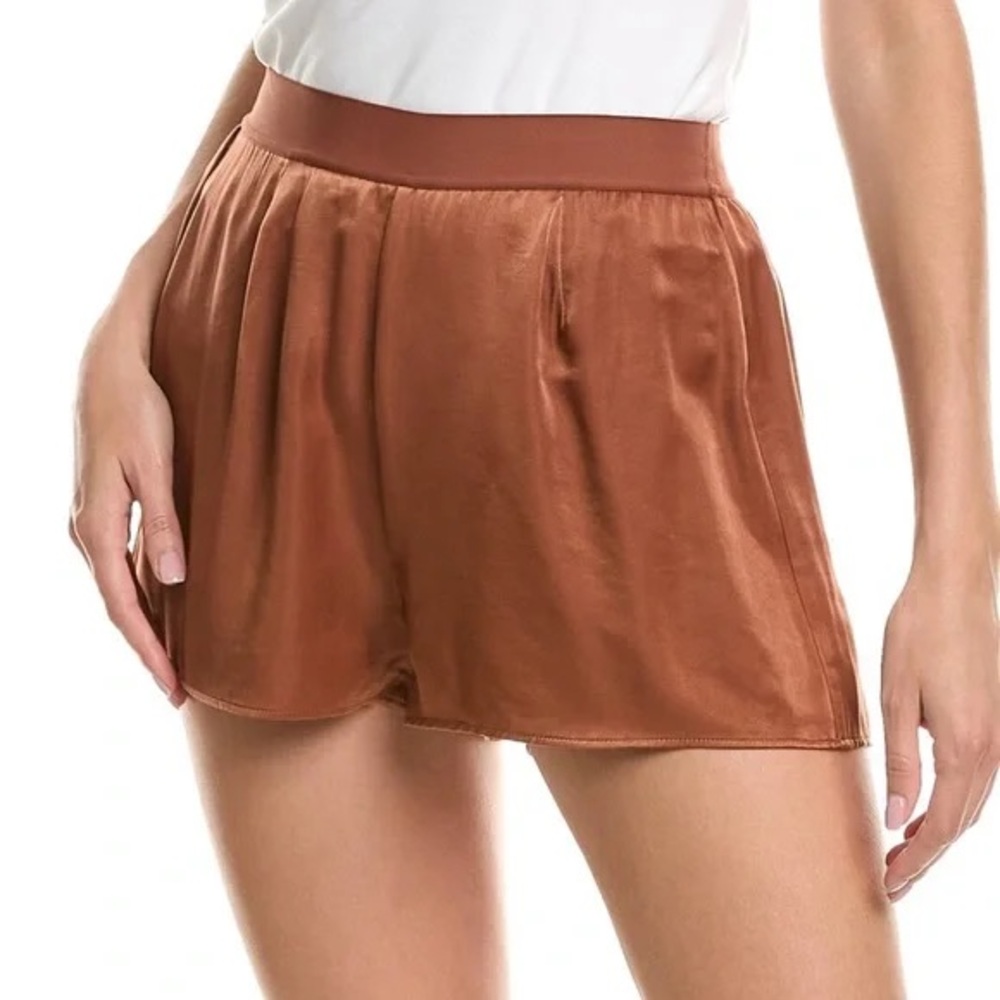 H&M Satin Elastic Waist Women's Shorts in Copper Brown